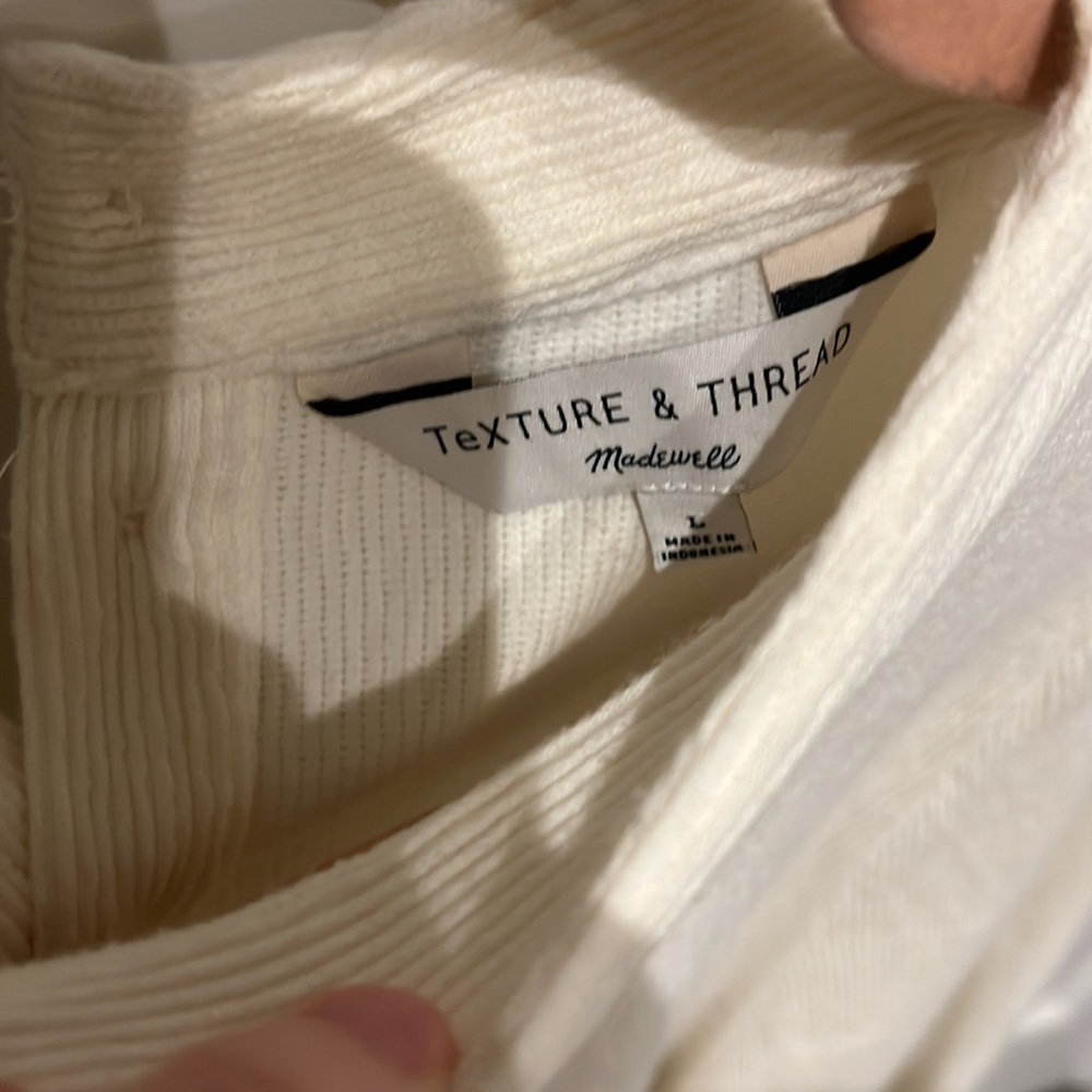 Texture & Thread Button Back Mock Neck Top In Bright Ivory - Picture 5 of 5